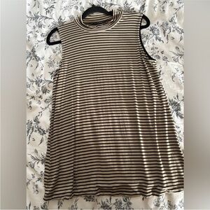 Cute Striped Sleeveless Women's  mock neck Top